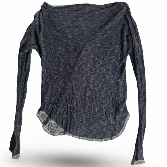 BKE Women’s XL Slub Knit Henley Long Sleeve Top Navy Blue V Neck Rayon - Picture 7 of 7